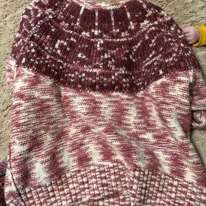 LOFT Burgundy and Cream Turtleneck Sweater